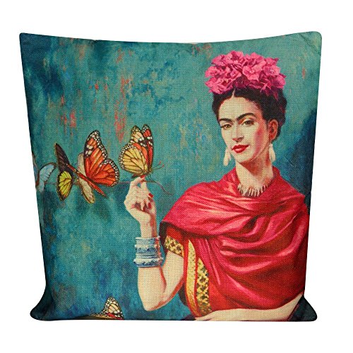 4 Fundas de Cojín de Alta Definición Estilo Vintage con Diseño de Pintora mexicanapara Decoración del hogar ...
