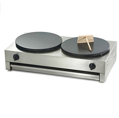 40 cm doble placa Gas butano comercial Crepera máquina para crepes antiadherente de plancha