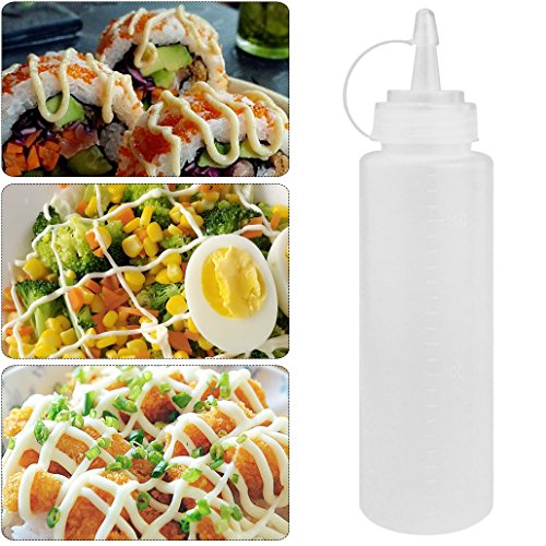 5 paquetes de botellas flexibles Rbenxia, dispensadores de plástico, de 236 ml, con tapones, para ketchup, mostaza, mayonesa, aliños, aceite de oliva, salsa barbacoa