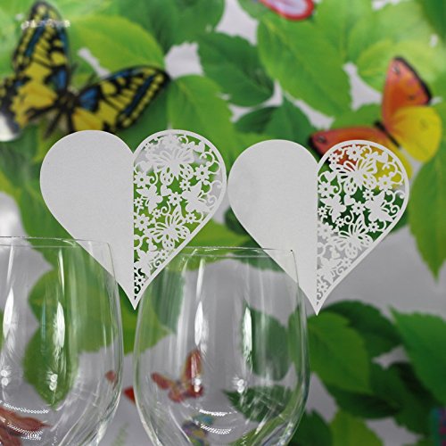 50pcs Tarjetas de Lugar Nombres Papel Decoración Boda Fiesta Bar - Blanco