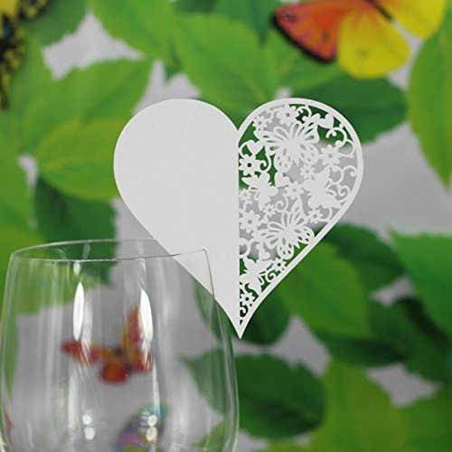 50pcs Tarjetas de Lugar Nombres Papel Decoración Boda Fiesta Bar - Blanco