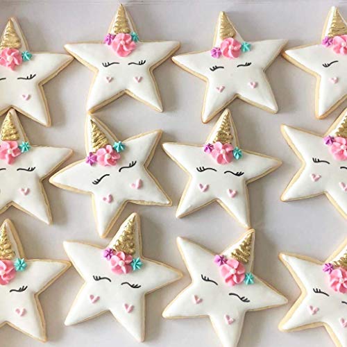 6 PCS de Acero Inoxidable Molde de Cortadores de Galletas y Galletas Establecido para Pastel horneado de Bricolaje Fondant Decoración de Pastelería para Hornear-Unicornio, Pegaso, Arcoiris, Estrellas