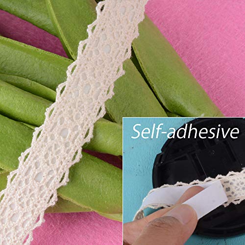 6 rollos(12yardas≈ 10,9metro) Cinta Puntillas Adhesiva de Encaje Ancho de1,5cm Decorativa para Scrapbooking Manualidades Decoración Boda Fiesta Regalo Beige