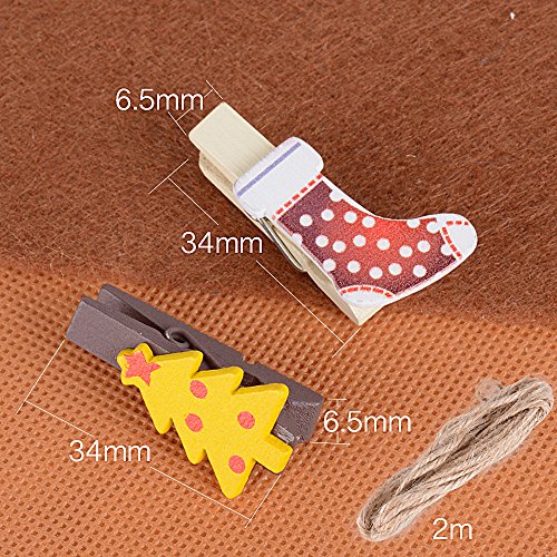 66pcs Mini Pinzas Pequeñas de Madera Adorno de Fotos Ropa para Navidad Celebración Boda Papel Fotográfico Clips de Artesanía