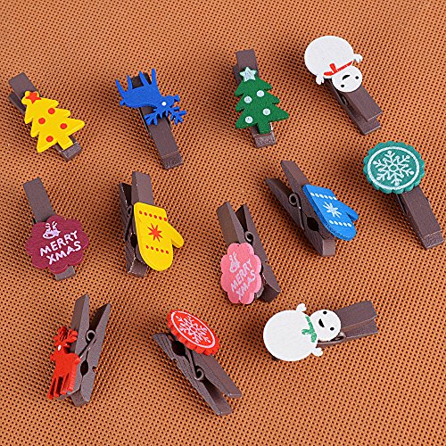 66pcs Mini Pinzas Pequeñas de Madera Adorno de Fotos Ropa para Navidad Celebración Boda Papel Fotográfico Clips de Artesanía