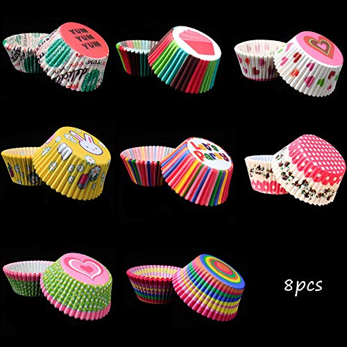 800PCS Papel para Magdalenas,Moldes Magdalenas,Molde de pastel de muffins,Moldes de Horneado,Moldes Magdalenas Horno-Pack de 100 Papel De La Torta/Rainbow Baking Torta de la Taza Liners Mold