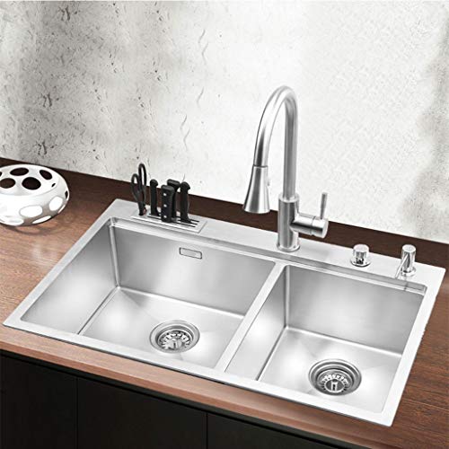 (820 * 500 * 210 mm) Fregadero de Cocina de Acero Inoxidable Cepillado Doble tazón Bajo Debajo de fregaderos de Cocina Fregaderos de un seno 11.19
