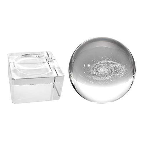 8cm Bola de Crital de Galaxia 3D con Soporte Transparente Apoyos de Fotografía Juguete de Ciencia de Astronomía