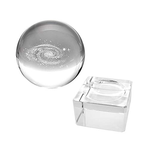 8cm Bola de Crital de Galaxia 3D con Soporte Transparente Apoyos de Fotografía Juguete de Ciencia de Astronomía