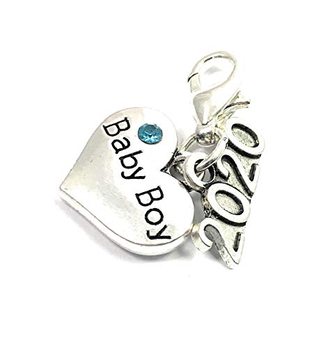 Abalorio de clip Baby Boy 2017, con bolsa azul de regalo hecha a mano por Libby 's Market Place.
