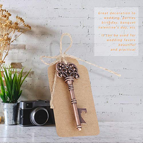 Abridor de botellas con forma de llave y cordel de cobre, estilo vintage, 12 unidades