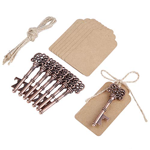 Abridor de botellas con forma de llave y cordel de cobre, estilo vintage, 12 unidades