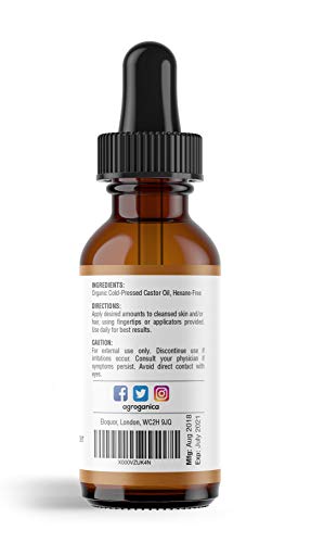 Aceite de ricino de Anica | Suero puro crecimiento del cabello y crema hidratante natural para la piel | Para pestañas, cejas, arrugas, cicatrices, acné, uñas | Orgánico, Prensado en Frío y Vegano