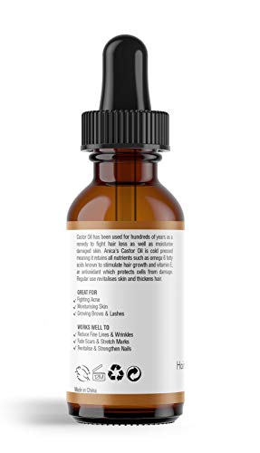 Aceite de ricino de Anica | Suero puro crecimiento del cabello y crema hidratante natural para la piel | Para pestañas, cejas, arrugas, cicatrices, acné, uñas | Orgánico, Prensado en Frío y Vegano