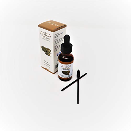 Aceite de ricino de Anica | Suero puro crecimiento del cabello y crema hidratante natural para la piel | Para pestañas, cejas, arrugas, cicatrices, acné, uñas | Orgánico, Prensado en Frío y Vegano