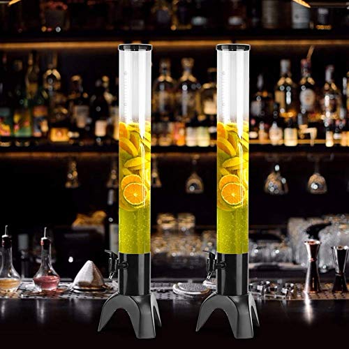 AIOXY - Dispensador de Cerveza de Torre de Cerveza (3 L, con Tubo de Hielo extraíble y Grifo Integrado), para Bar, Restaurante, KTV, Restaurante de Barbacoa
