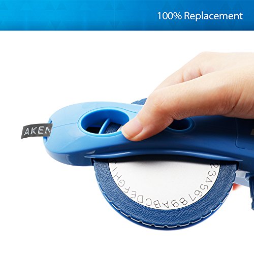 Aken - 3D Etiquetas compatible para usar en lugar de Dymo 9mm Embossing Impresora, 3D Cinta de estampación for Dymo Omega Junior Motex E101 E303 Estampadora, Blanco sobre Negro, 9 mm x 3 m, 3 Rolls
