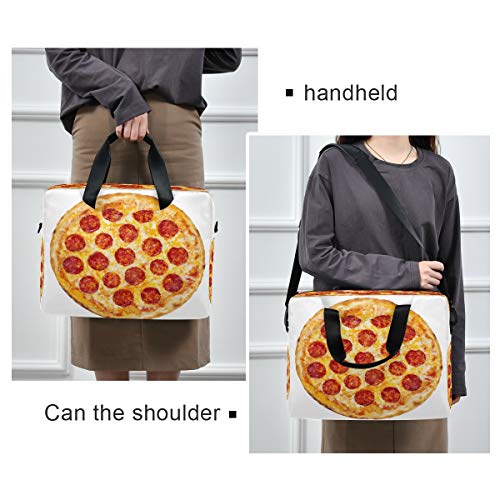 ALARGE - Funda para ordenador portátil (15 – 16 pulgadas, diseño de pizza, con asa de correa para mujeres, hombres