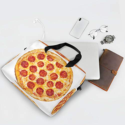 ALARGE - Funda para ordenador portátil (15 – 16 pulgadas, diseño de pizza, con asa de correa para mujeres, hombres