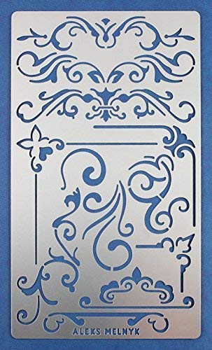 Aleks Melnyk #3 Stencil Plantilla de Metal para estarcir/Vintage, Flores/para Arte Manualidades y decoración/Plantilla para Estarcidos/para Pintar con Aerógrafo/1 piezas/Bricolaje, DIY