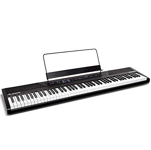 Alesis Recital - Teclado de Piano Digital con 88 Teclas Semi-contrapesadas de Tamaño Completo, Fuente de Alimentación, Altavoces Incorporados y 5 voces de Primera Calidad