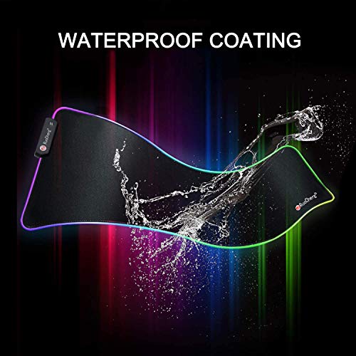 Alfombrilla Gaming XL RGB Alfombrilla de Ratón para Juegos LED Grandes 12 Modos de Iluminación Superficie Impermeable Base de Goma Antideslizante para Jugadores, PC y Portátiles