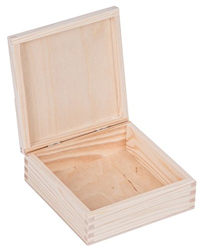 Amazinggirl Caja de Madera con Tapa Decorativa - Cajas almacenaje para Decorar Pintar decoupage Regalo 16 x 16 x 6 cm