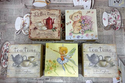 Amazinggirl Caja de Madera con Tapa Decorativa - Cajas almacenaje para Decorar Pintar decoupage Regalo 16 x 16 x 6 cm