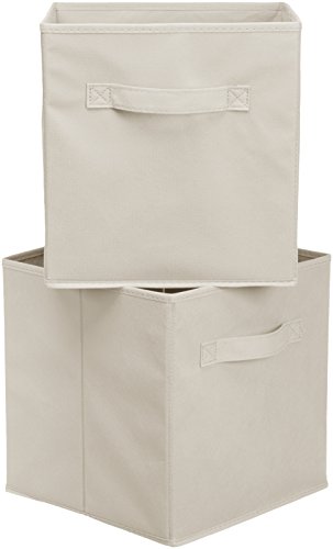 AmazonBasics - Cubos de almacenamiento plegables (pack de 6), Beige