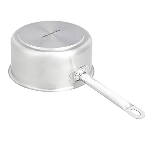 AmazonCommercial - Cacerola de acero inoxidable con revestimiento de aluminio, lados rectos y tapa, 2,8 l