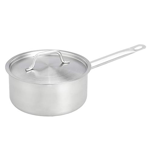 AmazonCommercial - Cacerola de acero inoxidable con revestimiento de aluminio, lados rectos y tapa, 2,8 l