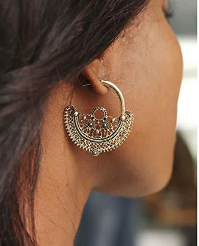 AMC ART Pendientes Retro Big Circle Pendientes para mujeres y niñas, dorados