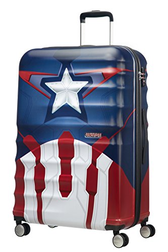 American Tourister Disney Wavebreaker Marvel - Maleta, Cuatro Ruedas, Multicolor (Captain America Close-Up), L (77cm-96L)