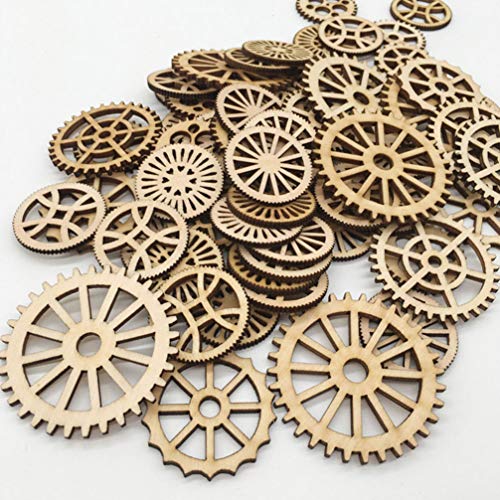 Amosfun - 50 discos de madera cortados con láser para decoración de artes y manualidades