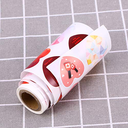 Amosfun Etiquetas Autoadhesivas de Etiquetas Adhesivas para el corazón Etiquetas Adhesivas en Rollo Regalo a Prueba de Agua Paster para Embalaje sobre el Día de San Valentín