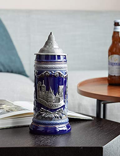 Amoy-Art Jarra de Cerveza Alemana Panorama de Berlin German Beer Stein Mug Regalos Souvenirs Giftbox 0.6Litre