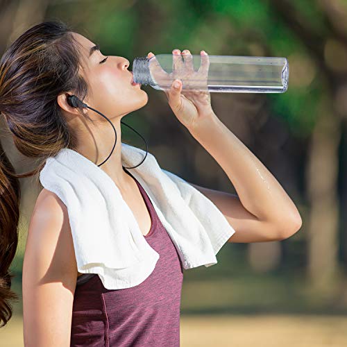 Aneco - 12 botellas de plástico vacías para jugo (12 onzas) con tapas para almacenar agua o bebidas caseras (tapa blanca)