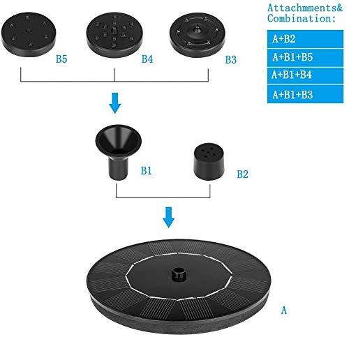 Ankway Bomba de Fuente de energía Solar Bomba Solar para baño de Aves de 2.5W Bomba Flotante para Fuente de Agua Nuevo Modelo Sumergible con Respaldo de batería para Fuente, Piscina, jardín, Estanque