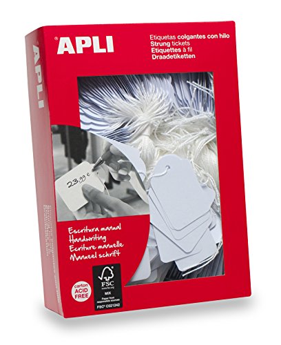 APLI 392 - Pack de 500 etiquetas colgantes, 36 x 53 mm, color blanco