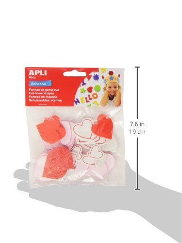 APLI - Bolsa formas EVA adhesiva purpurina formas corazón, 52 uds