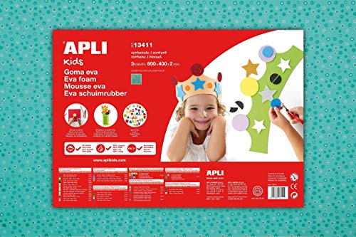 APLI Kids 13411- Goma EVA impresa flores 600 x 400 mm 3 hojas