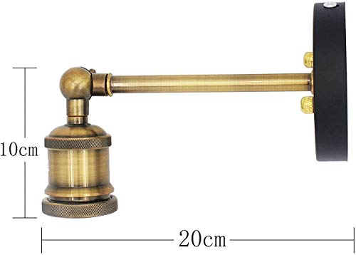Apliques de pared vintage industrial Cobre El Cabeza Luces de pared Ajustable E27 Socket para la casa, bar, restaurantes, cafetería, club Decoración (110-230V, bombillas no incluidas)