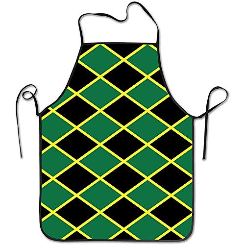 Apron Bandera Jamaicana A Rayas Diseño De La Isla Caribeña Restaurante Unisex Cocina Chef Camarero Madre Regalo Delantal para Hornear Durable Lavable Cocina Ajustable