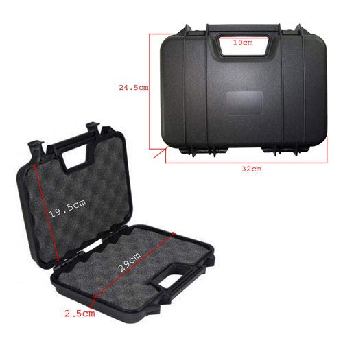 ARSUK Estuche rígido para Pistola de Airsoft BB, Balines y Cartuchos Bolsa - Interior de Espuma (31cm Estuche-Negro)