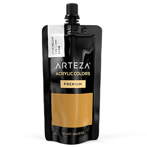 Arteza Pintura acrílica para manualidades y arte | Tubo de 120 ml | Acrílico de color Amarillo Óxido