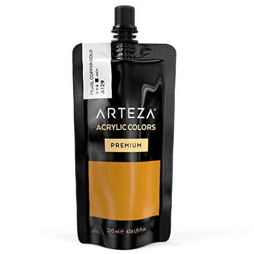 Arteza Pintura acrílica para manualidades y arte | Tubo de 120 ml | Acrílico de color Dorado Cobrizo Perlado