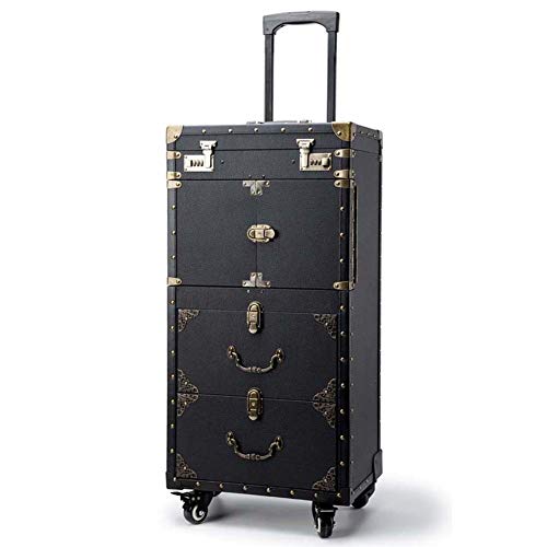 ASCASE Rolling Bloqueable Maleta de Maquillaje Maletín Tren Peluqueria Carrito Estilista Belleza Salón Cosmético Equipaje Viajar Organizador Herramienta Caja con Secador de Pelo Poseedor