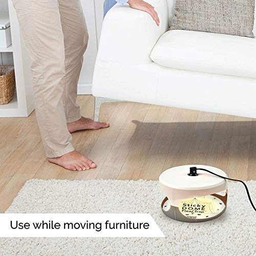 ASPECTEK Flea Trap Trampa, Control de plagas eléctrico para Interior con 2 Discos de Pegamento, eficaz contra pulgas, Mosquitos y Otros Insectos pequeños (Blanco), HR2314-4