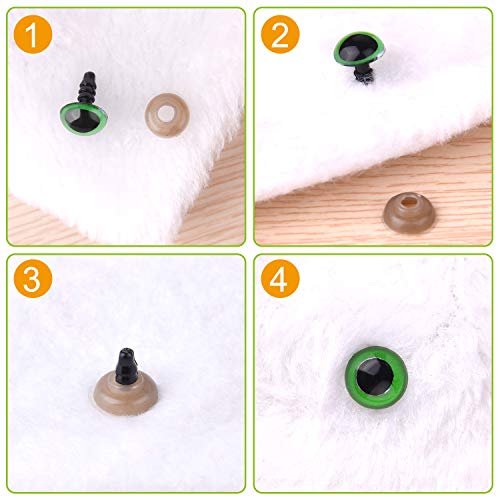 ASTARON Juego de 1028 piezas de plástico para ojos y narices de seguridad con arandelas para hacer manualidades de animales de peluche, tamaños surtidos