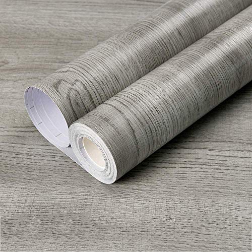 Autoadhesivo Gris Madera Vinilo Muebles Etiqueta de la pared Papel pintado para el piso Armarios de cocina Estantes Paredes Muebles de mesa Puerta 40CMX3M